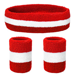 Yolev 3 Piezas Las Muñequeras a Rayas Incluyen Muñequeras Deportivas y Cintas para la Cabeza Accesorios Deportivos para Hombres y Mujeres (Rojo, Blanc características
