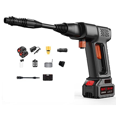 Máquina de Lavado de Autos, Limpiador de Patio de 24 V máx. 430 PSI, Lavadora eléctrica portátil con Boquilla multifunción 3 en 1, Adecuada para Lavar
