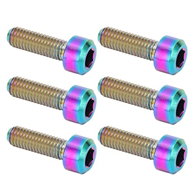 Tornillos para Vástago de Bicicleta, Ligeros M5x16 Mm Pulido de Aleación de Titanio Molienda 6 Piezas Tornillos para Vástago de Bicicleta para Bicicle