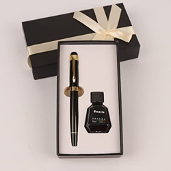HOUKAI Caja de Regalo de Pluma Tinta retroexcresa Retro Business Iridium Nib Gold Blue Tinta Negra Pluma Portátil Caligrafía Escribir Pluma (Color : B en oferta