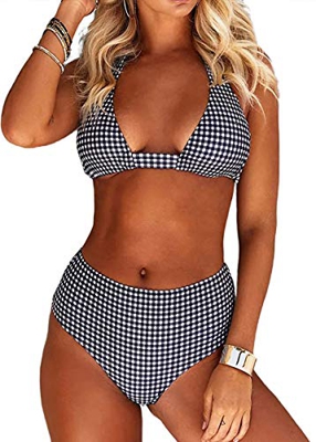 CheChury Bikini Mujer Push up Impresión Traje de baño Conjuntos Cintura Alta Bañador Mujer de Talle Alto Vintage Bikini Set para Mujer