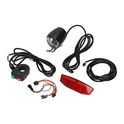 Weojeviy Kit de Faros Y Luces Traseras de Bocina de Bicicleta Eléctrica DK11 Juego de Luces de Bicicleta Eléctrica de Plástico de Aleación de Aluminio