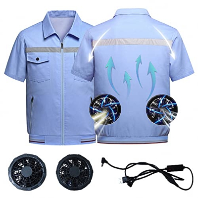AJEYPMZ Ropa de Ventilador de refrigeración Reflectante Nocturna con Ventiladores duales, Ropa de Aire Acondicionado para Trabajo al Aire Libre para P