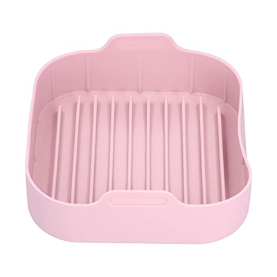 Delaman Olla de Silicona, 20.5cm Olla de Silicona Accesorio para Canasta de freidora de Cocina Resistente al Calor -20 ℃ -220 ℃ Rosa
