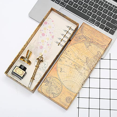 HOUKAI Pétalo Vintage Bricolaje Pluma Decorativa Dip lápiz Escrito Conjunto de Pluma Pluma Pluma Pluma Pluma (Color : C)