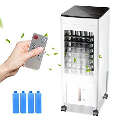 Victool Enfriador de aire portátil, ventilador de enfriamiento de agua portátil de 8L, 3 velocidades de viento, humidificador de bajo ruido para el ho