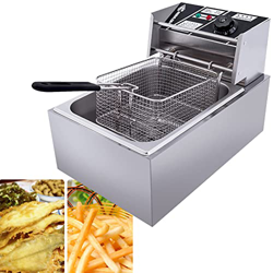 Niczu Freidora Comercial de 10 litros, Apta para Papas Fritas, Pollo Frito y Pescado, Freidora Eléctrica de un Solo Cilindro de Acero Inoxidable con C características