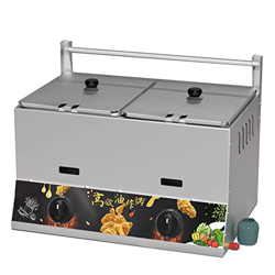 Freidora de grasa profunda de gas de 22L, freidora profunda de tanques dobles de acero inoxidable con 2 cestas, temperatura de ajuste manual para equi características