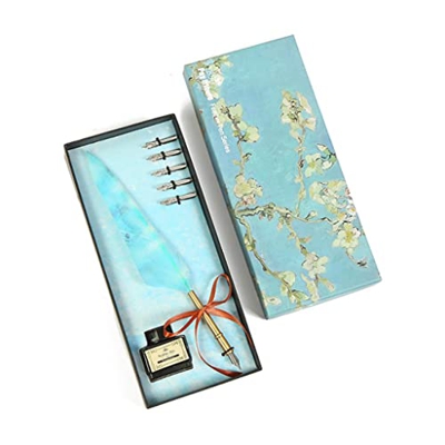 HOUKAI Retro Pluma Pluma caligrafía Escribir Dip lápiz Pintura petróleo Estilo Pluma Pluma 5 Nib Caja de Regalo (Color : D)