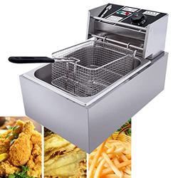 Niczu Freidora Comercial de Acero Inoxidable de 10 litros, Apta para Papas Fritas, Pollo Frito y Pescado, Freidora Eléctrica de un Cilindro con Cesta en oferta