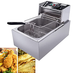 Niczu Freidora Comercial de Acero Inoxidable, Freidora Eléctrica de un Solo Cilindro de 10 litros con Cesta, Adecuada para Papas Fritas, Pollo Frito y precio