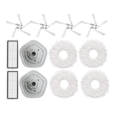 EUKKIC Repuestos de 12 Piezas, Filtro HEPA Lavable, PañO de Mopa, Cepillo Lateral para Robot Aspirador W10/W10 Pro