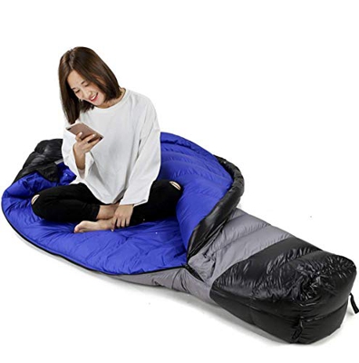 Bolsa de dormir -95% pato blanco abajo 4 Temporada Mochila Bolsa de dormir for adultos Niños Ligero Ligero Cálido y Lavable for Senderismo Viajar Azul