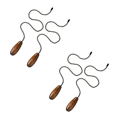 DINESA 4 tiradores de cadena para ventilador de techo, cadena de extensión de cadena de madera para lámpara de techo, cadena de ventilador (color noga