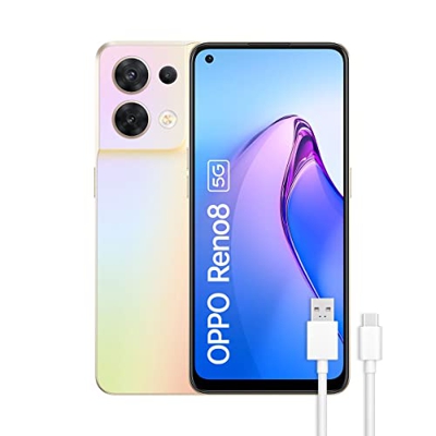 OPPO Reno8 5G - Teléfono Móvil Libre, 8GB+256GB, Cámara 50+8+2+32 MP, Smartphone Android, Batería 4500mAh, Carga Rápida 80W, Dual Nano SIM - Dorado