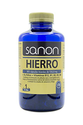 SANON Hierro Suplemento - 365 Cápsulas de 556,8 mg - Ácido Fólico y Vitamina B12, B1, B2, B3 y B6 - Ayuda a Combatir el Cansancio y la Fatiga - Contri precio