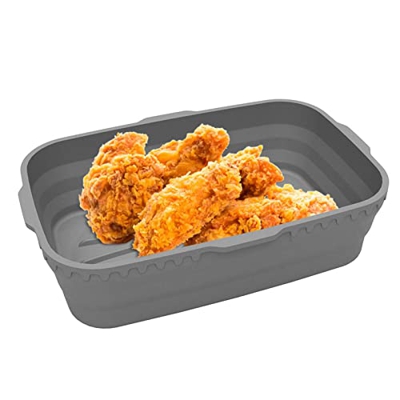 WEING Bandeja de Silicona para Hornear Air Fryer - Revestimiento Plegable para freidora de Aire de 8 Pulgadas, rectángulo Cuadrado,Reemplazo del Reves