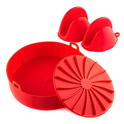 SMELEYOU Reemplazo de la Base de la Bandeja de Silicona de la freidora de Aire para revestimientos de Papel con Accesorios de Horno de Guantes.