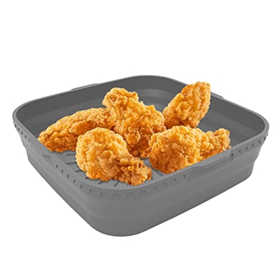 liuqi Bandeja de Silicona para Hornear Air Fryer,Bandeja para Hornear para freidora de Aire Cuadrada Rectangular de 8 Pulgadas Plegable - Reemplazo de
