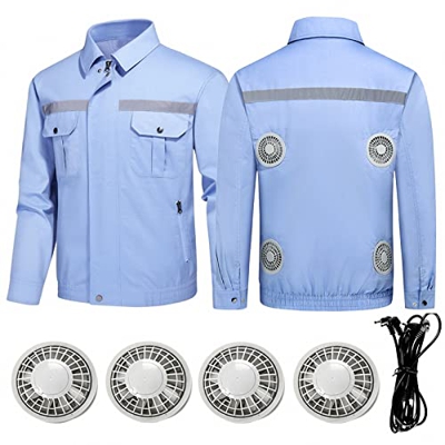 AJEYPMZ Ropa de Aire Acondicionado Reflectante de Cuatro Ventiladores nocturnos, Ropa Ventilador sin escobillas Transpirable y Resistente al Desgaste,