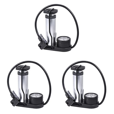 Veemoon 3 Uds Barómetro Manómetro Pedal de Presión Motocicleta MTB Juguete Mini Neumático Plateado Scooter de Precisión Bomba de Bola Activada Suelo d