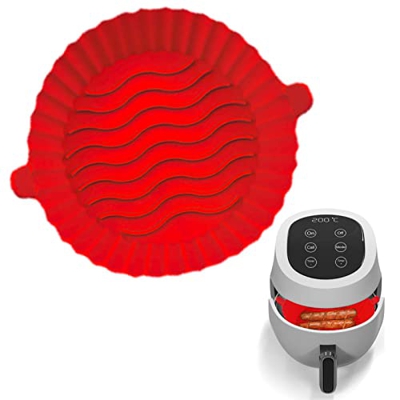 Siimred Bandeja para hornear de silicona para freidora de aire, forros resistentes al aceite, cesta para freidora de grado alimenticio, sin necesidad 
