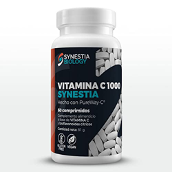 Vitamina C 1000 Synestia | Vitamina C 1000 mg | bioflavonoides cítricos | vegano | sin gluten | disminución del cansancio y la fatiga | suministro 2 m características