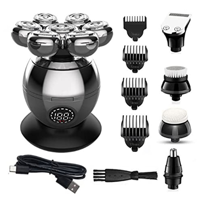 iCoKg Rasuradora para Hombres calvos, rasurador Giratorio Recargable 7d con Pantalla LED, rasurador de Belleza inalámbrico para Afeitado la Cabeza húm