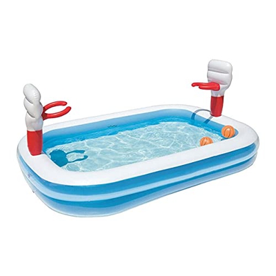 zinhsq Piscina Inflable - Piscina para niños, Blow Up Kiddie Lounge Pool con Aro de Baloncesto para niños Adultos Andddlers Edad 3+, Juguetes de Agua 