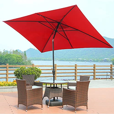 Parasol de aluminio para exteriores, parasol cuadrado, diámetro de 300 cm con 6 varillas resistentes, parasol pequeño con manivela, protección solar, 