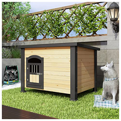 Casa para Perros de Madera para Exteriores, casa para Perros a Prueba de Sol y Lluvia para Exteriores con Puerta, Perrera para Perros, Adecuada para P en oferta