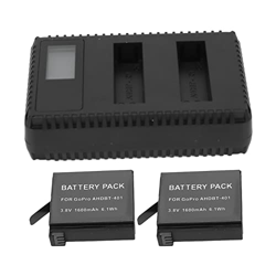 Gedourain Cargador de Batería de Cámara USB, Estación de Carga de Batería, Ranura Dual, Salida de 4,4 V, Pantalla LCD de 1600 MAh para Hero 4 en oferta