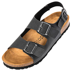 Palado® Pantuflas para hombre Napoli, fabricadas en la UE, en colores modernos, sandalias de 3 correas con plantilla de corcho natural, sandalias para en oferta