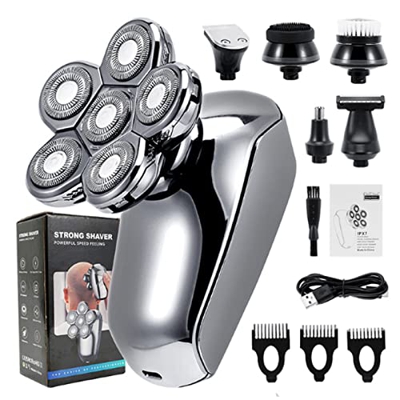 iCoKg Shaver para Hombres calvos, rasuradora eléctrica 6D con Pantalla LED, rasuradora de Belleza inalámbrica para afeitarse la Cabeza y seco