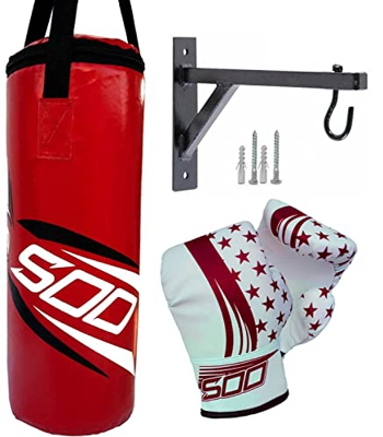 Heay-Duty - Juego de boxeo con guantes y cuerda de salto, para niños, bolsa de patadas montada en la pared para boxeo, entrenamiento de kickboxing MMA