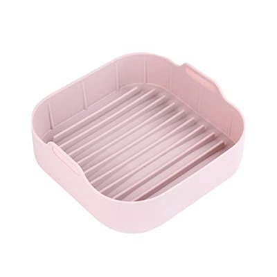 QOTSTEOS Freidora de aire de silicona, tazón de horno inserto freidora de aire olla de silicona cocina 8 pulgadas tamaño reemplazo extraíble (rosa)