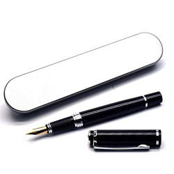 YGJD Pluma Estilográfica Pluma de Metal de Metal de la Fuente de la colección Masculina Moda Clásica (Color : Black, Size : 13.9X1.3cm) precio