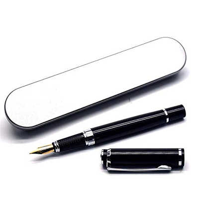 YGJD Pluma Estilográfica Pluma de Metal de Metal de la Fuente de la colección Masculina Moda Clásica (Color : Black, Size : 13.9X1.3cm)