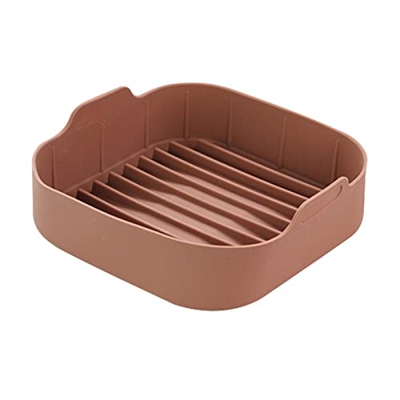 QOTSTEOS Freidora de aire de silicona, tazón de horno inserto freidora de aire olla de silicona cocina 8 pulgadas tamaño reemplazo extraíble (café)