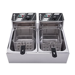 Kidsinwe Freidora De Doble Tanque De 12l Freidora Eléctrica Comercial Encimera Cesta Doble Y Freidora De Grasa Profunda De Acero Inoxidable Resistente características