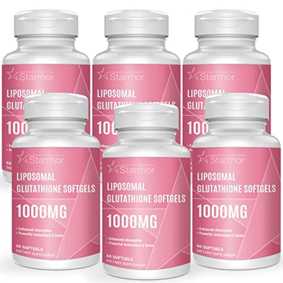 Glutatión liposomal en cápsulas blandas, suplemento de glutatión de alta potencia 1000mg por ración, 360 cápsulas - 6 Pack