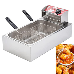 Niczu Freidora Comercial de Acero Inoxidable de 12 litros, Freidora Eléctrica de un Solo Cilindro y Doble Tamiz, Adecuada para Papas Fritas, Pollo Fri en oferta