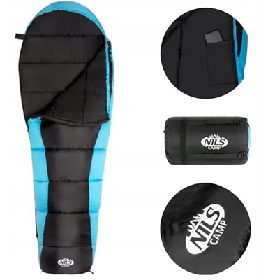Saco de Dormir con un Saco de Compresión Saco de Dormir Impermeable y Ultraligero | Negro-Azul Saco de Dormir al Aire Libre + 3-4 Estaciones | Saco De