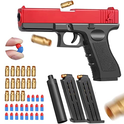 M1911 Shell Ejection Soft Bullet Toy Gun - Pistola De Juguete Realista/Pistola De Juguete con Balas NiñOs con Cargador Y Silenciador De Balas (Red)