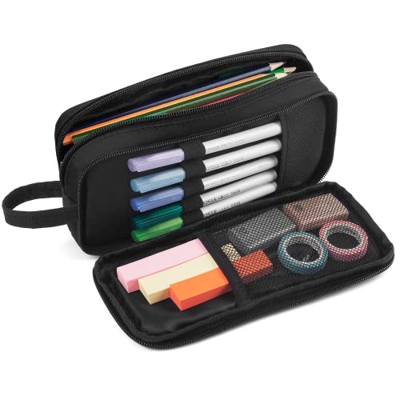 Estuche, Estuche más Nuevo de AOROY 2022, Estuche Escolar de Gran Capacidad con 3 Compartimentos, Estuche portátil y Duradero para niños y niñas, Simp