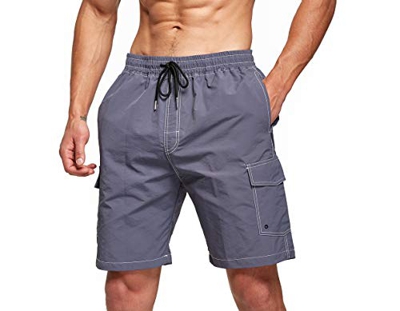 Tansozer Bañador Hombre Corto Bañadores Hombre Surferos Secado Rápido Pantalones Cortos Hombre Verano Shorts de Baño con Forro de Malla Gris M