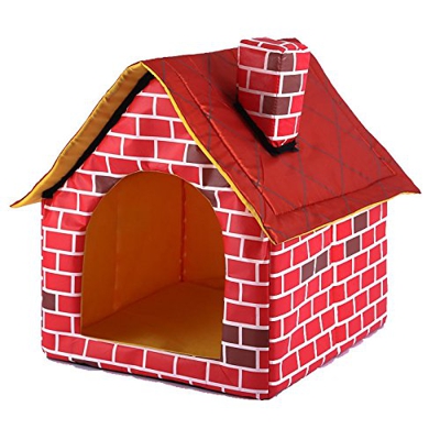 Esenlong Casa del perro, casa de la tienda del juego del gato, casa del ladrillo de la chimenea en forma de perrera del animal doméstico