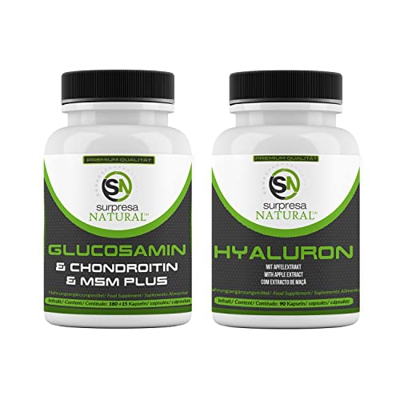 Paquete de ahorro de glucosamina, condroitina, MSM y ácido hialurónico dosis altas en un paquete mensual, 285 cápsula