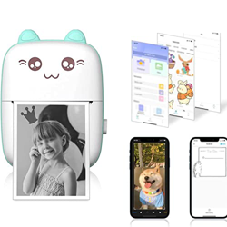 Mini Impresora Termica, Impresora Térmica Portátil Impresora Fotográfica con Papel Térmico de 1 Rollos y una Pegatina, Compatible con la mayoría de lo características