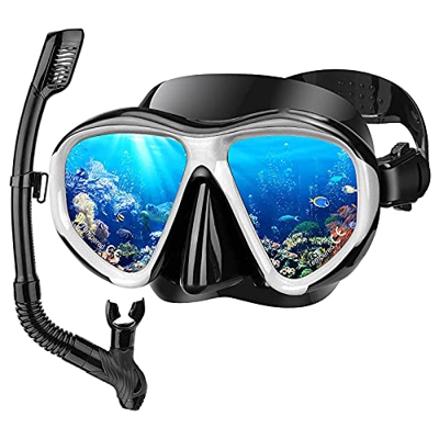 Juego de esnórquel para Adultos, máscara antifugas, Juegos de esnórquel para Adultos, máscara de Buceo de Vidrio Templado panorámica Resistente a la N